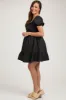 Black Puff Sleeve Ruffle Accent Maternity Mini Dress sold by Pinkblush