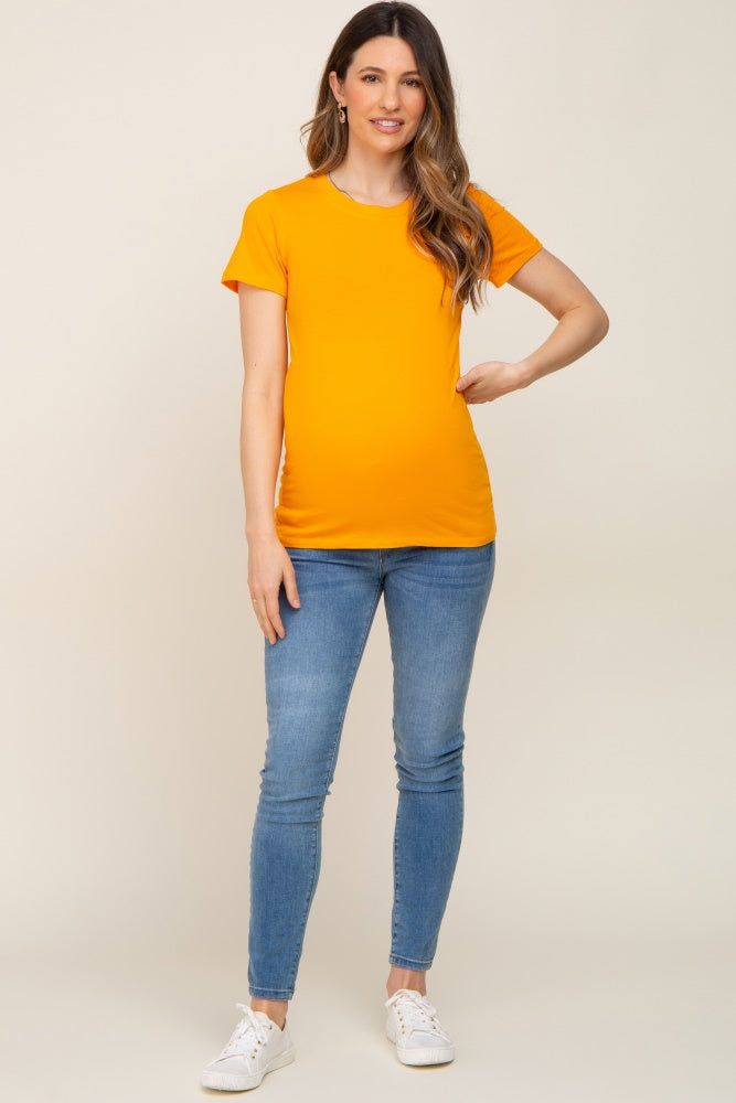 Orange Basic Crew Neck Maternity Tee sold by Pinkblush product image thumbnail 5