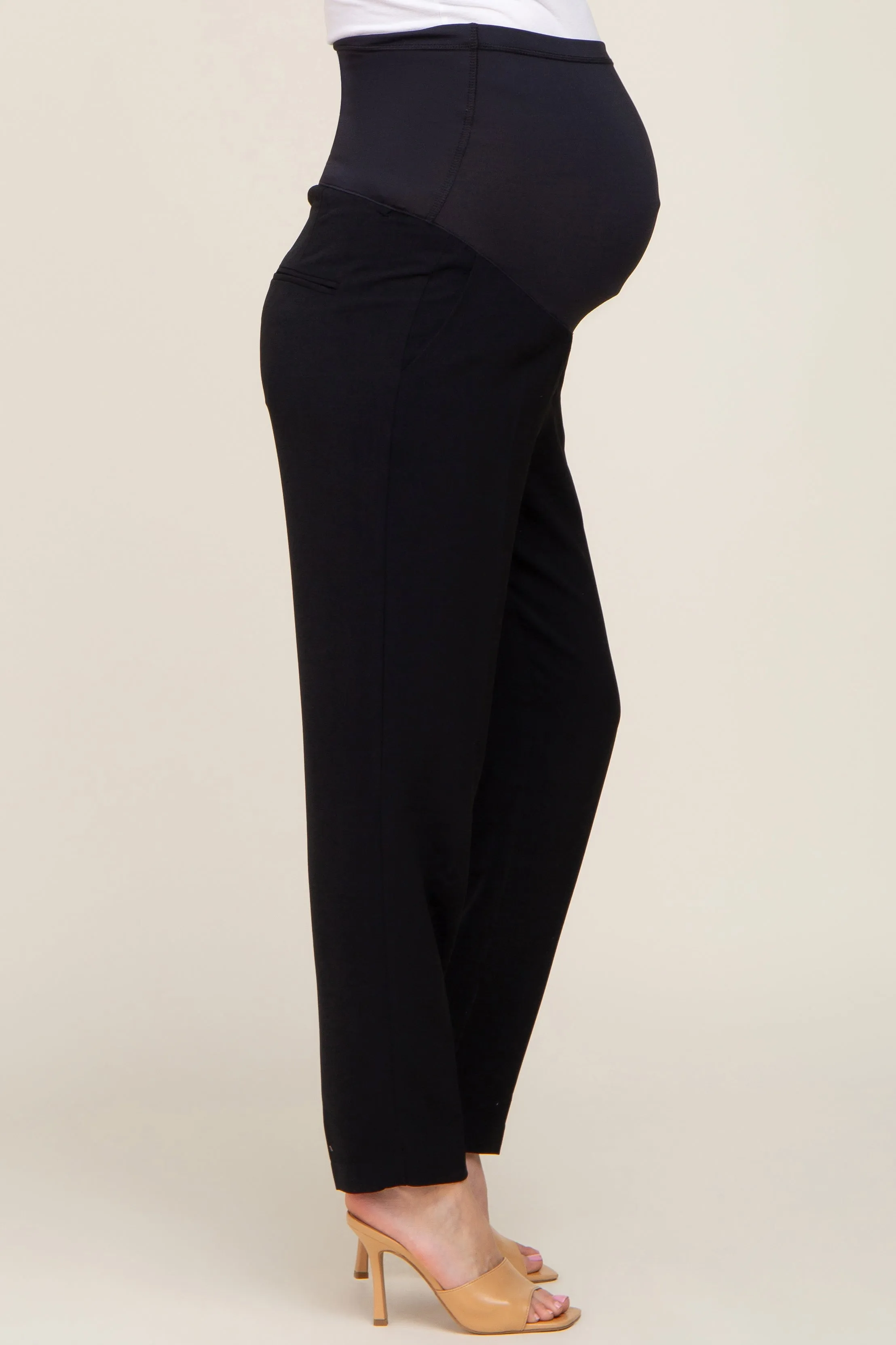 Black Cropped Maternity Dress Pants sold by Pinkblush product image thumbnail 3