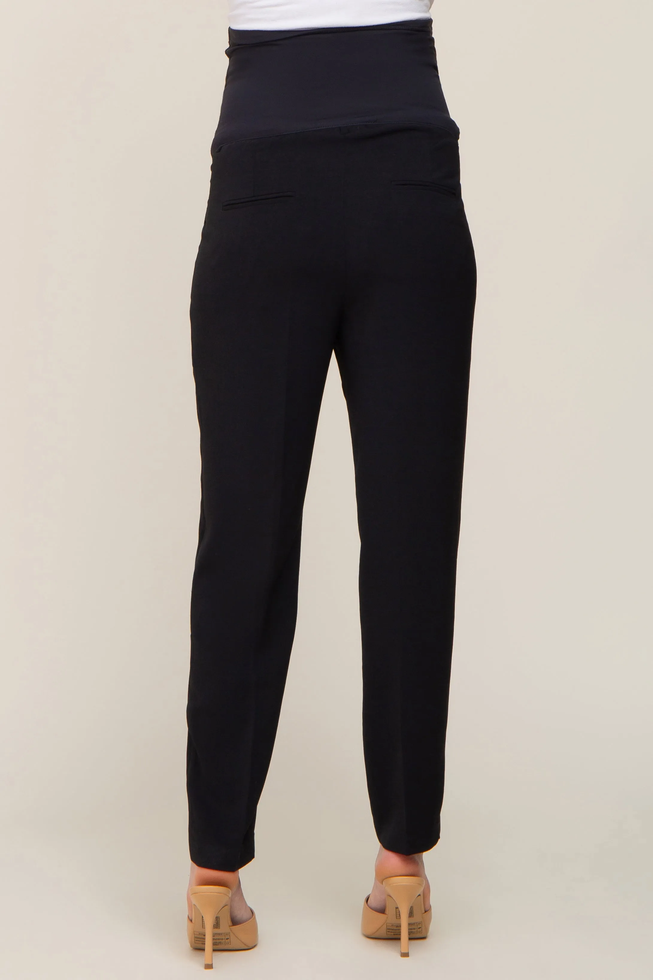 Black Cropped Maternity Dress Pants sold by Pinkblush product image thumbnail 4
