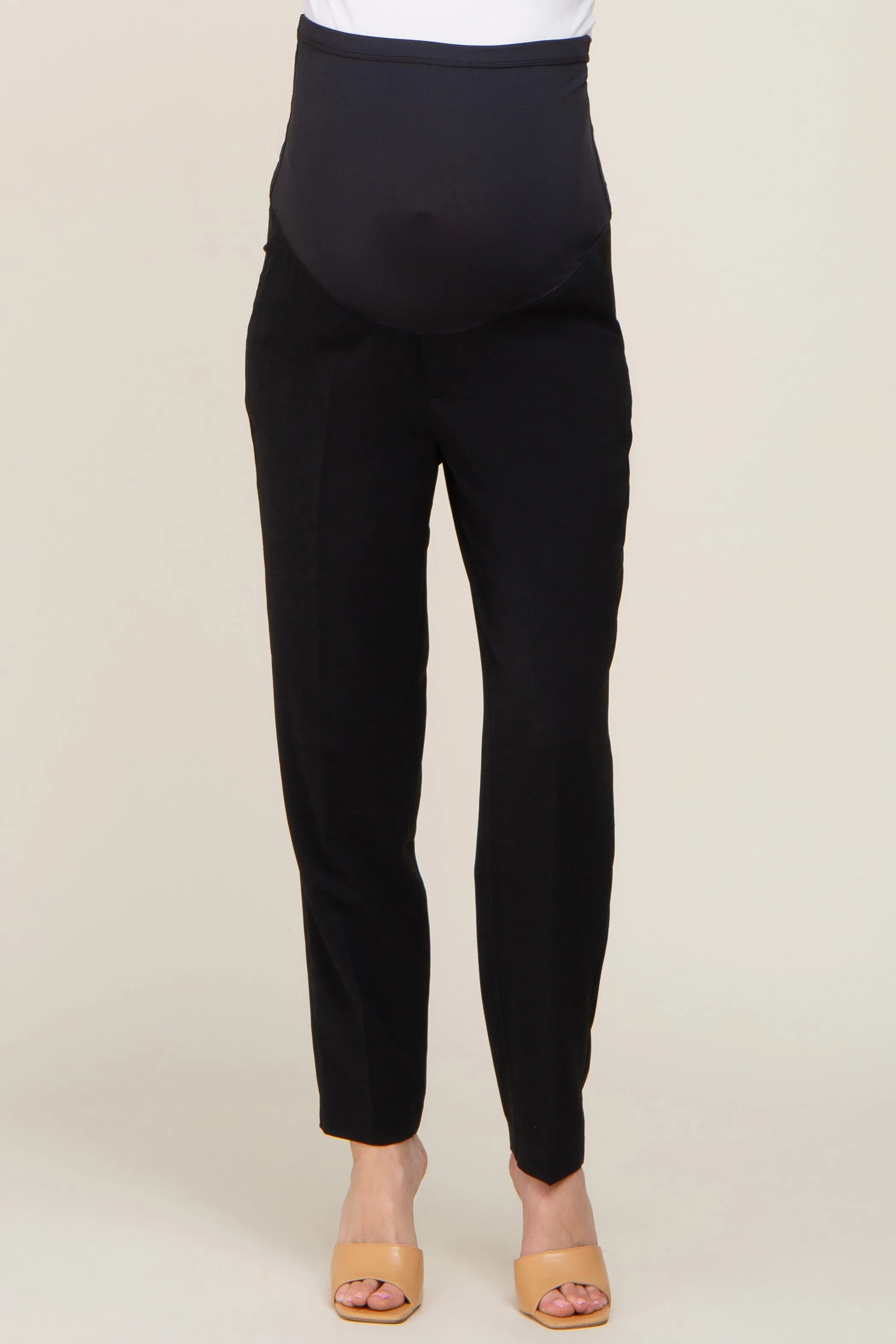 Black Cropped Maternity Dress Pants sold by Pinkblush product image thumbnail 2