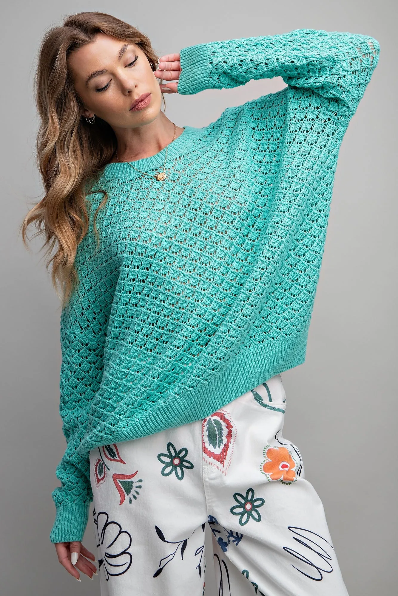 Aqua Knit Long Sleeve Maternity Top sold by Pinkblush product image thumbnail 4