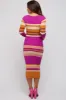 Magenta Striped Long Sleeve Maternity Midi Dress sold by Pinkblush