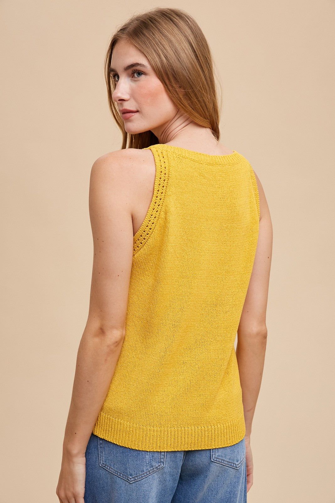 Mustard Sleeveless Knit Top sold by Pinkblush product image thumbnail 3