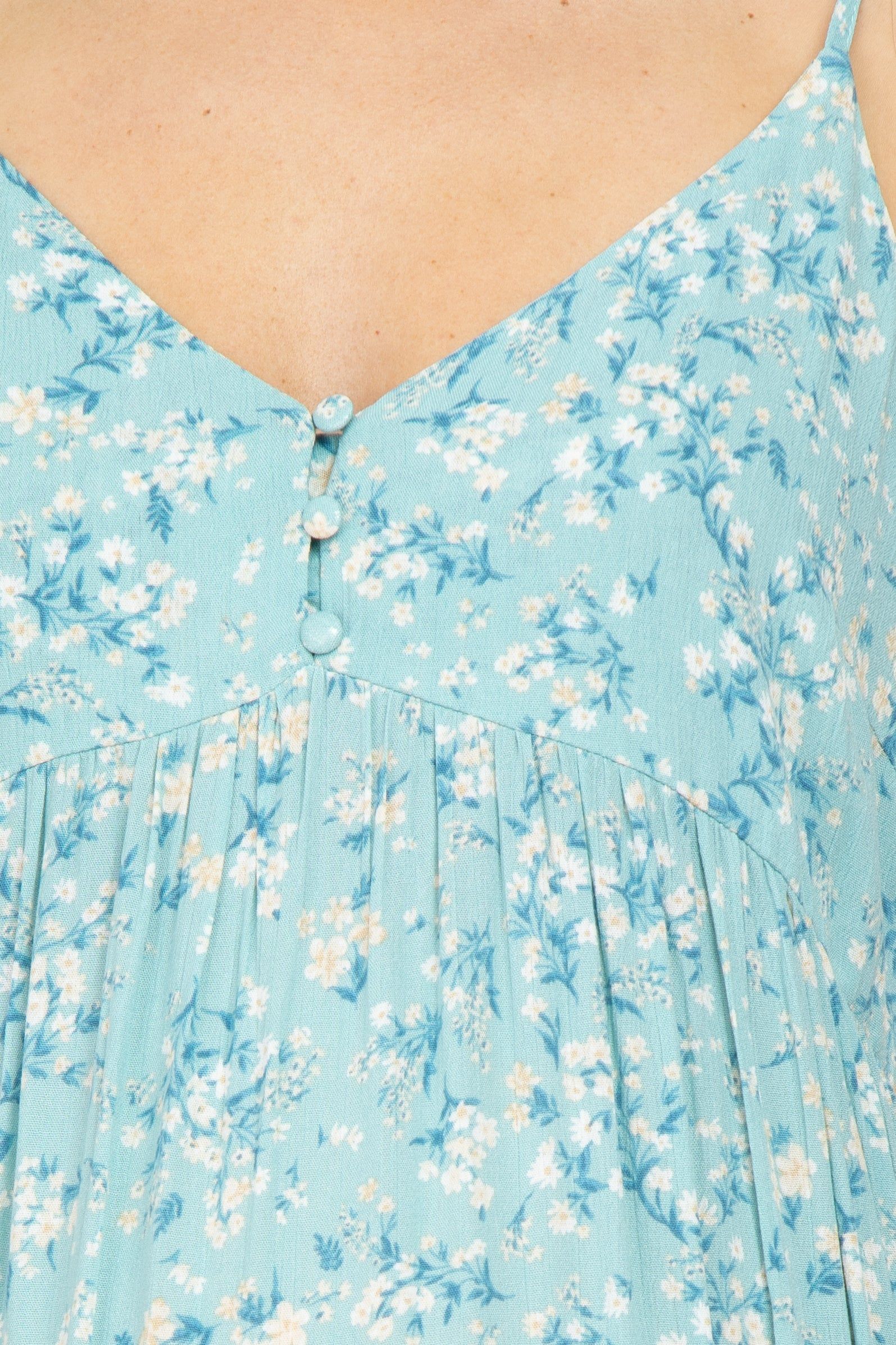 Light Blue Floral Sleeveless Ruffle Hem Maternity Maxi Dress sold by Pinkblush product image thumbnail 4