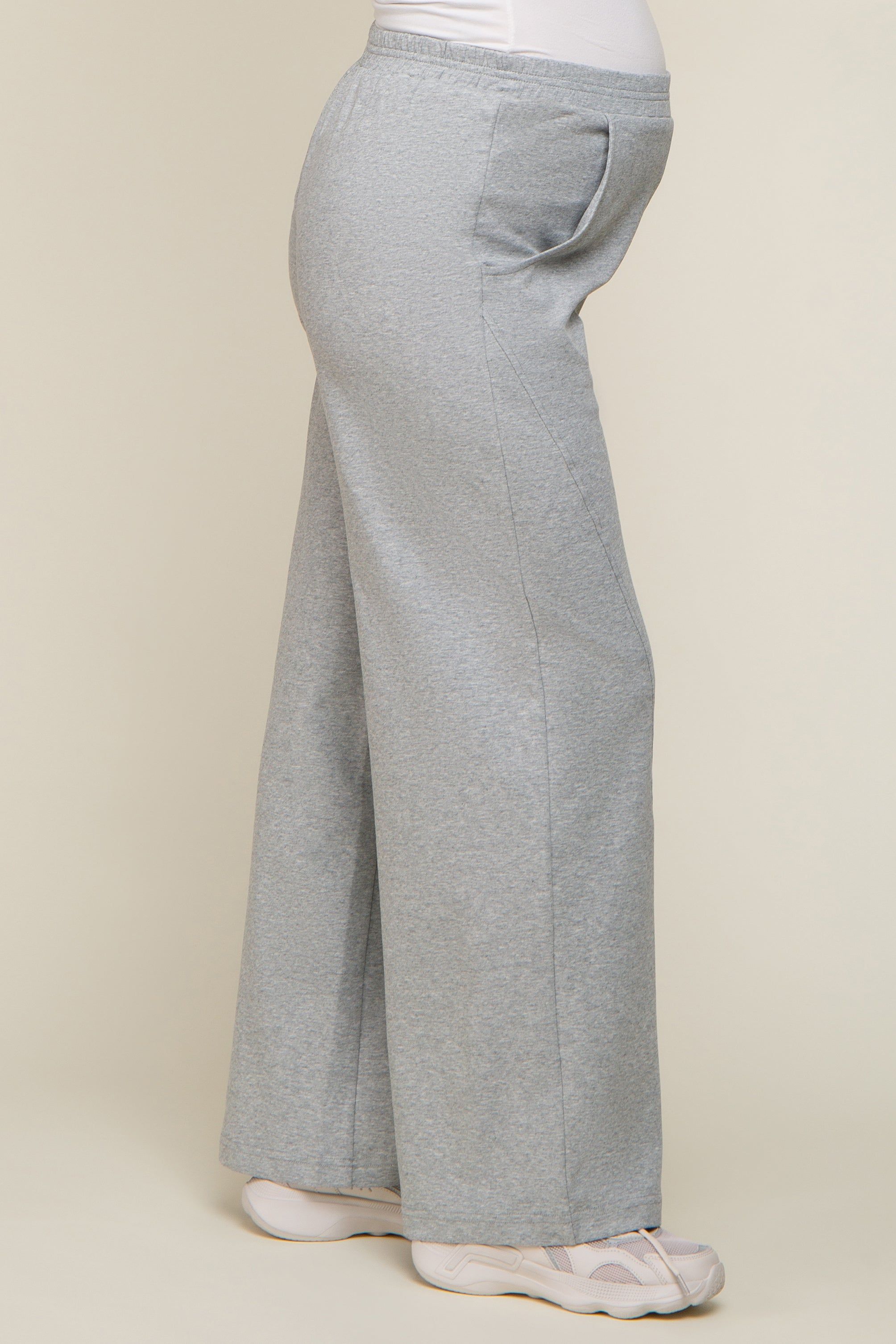 Heather Grey Basic Wide Leg Maternity Lounge Pants sold by Pinkblush product image thumbnail 3