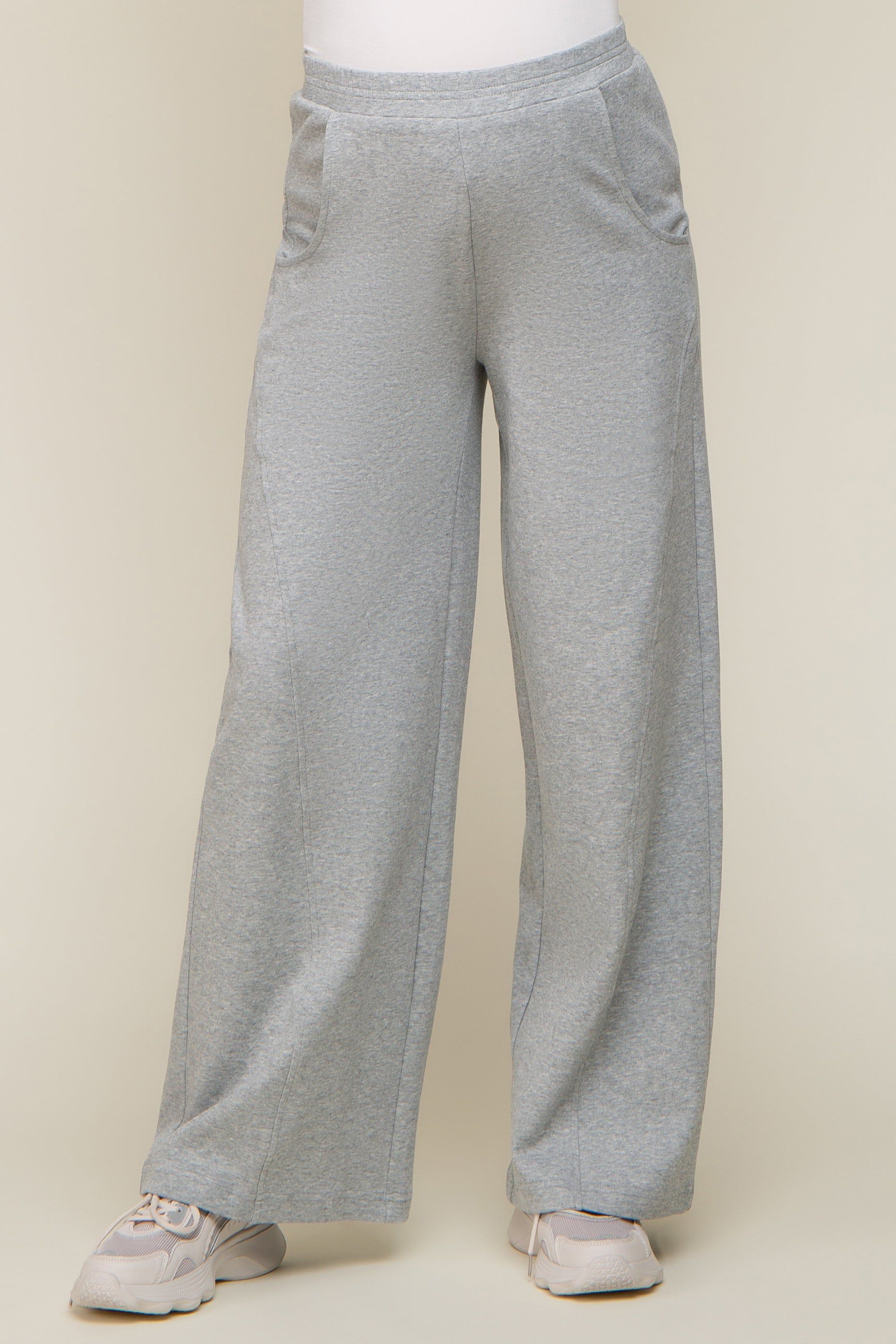 Heather Grey Basic Wide Leg Maternity Lounge Pants sold by Pinkblush product image thumbnail 2