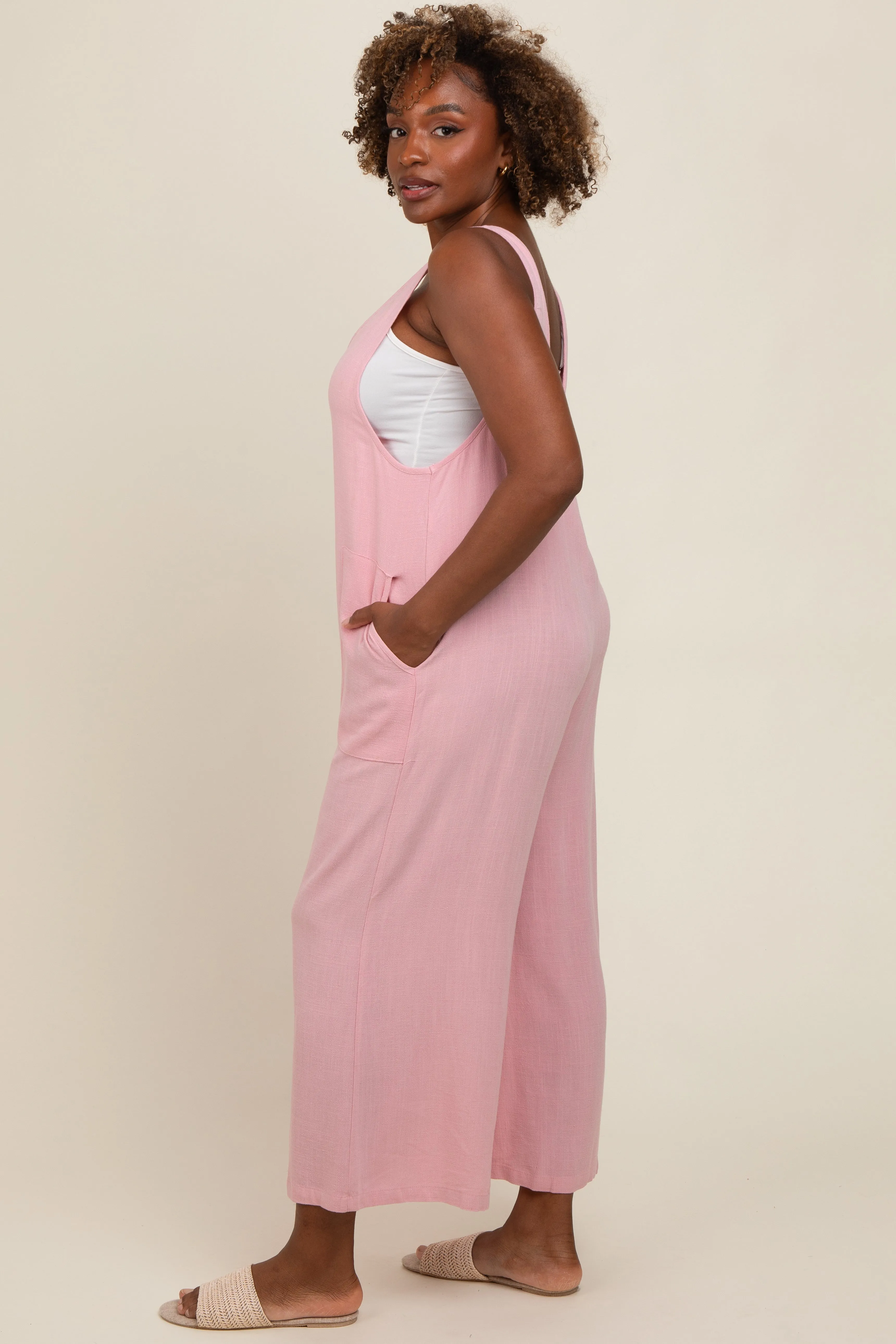Pink V-Neck Wide Leg Jumpsuit sold by Pinkblush product image thumbnail 2