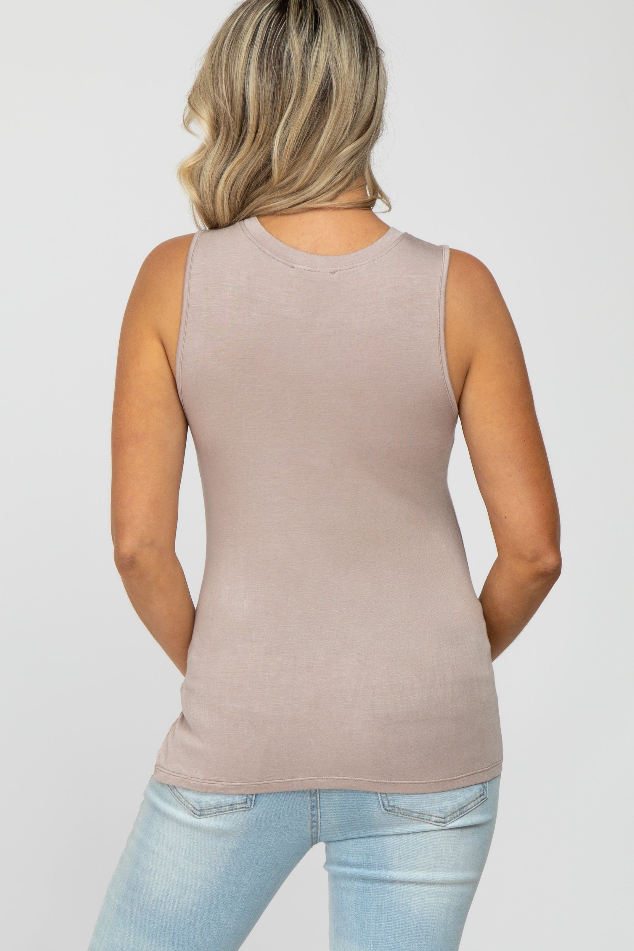 Light Mocha Basic Sleeveless Maternity Top sold by Pinkblush product image thumbnail 4