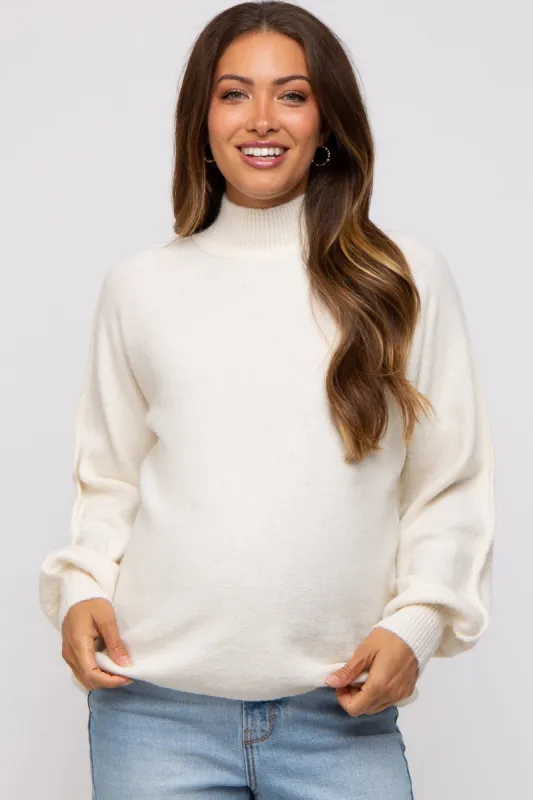 Ivory Mock Neck Maternity Sweater sold by Pinkblush