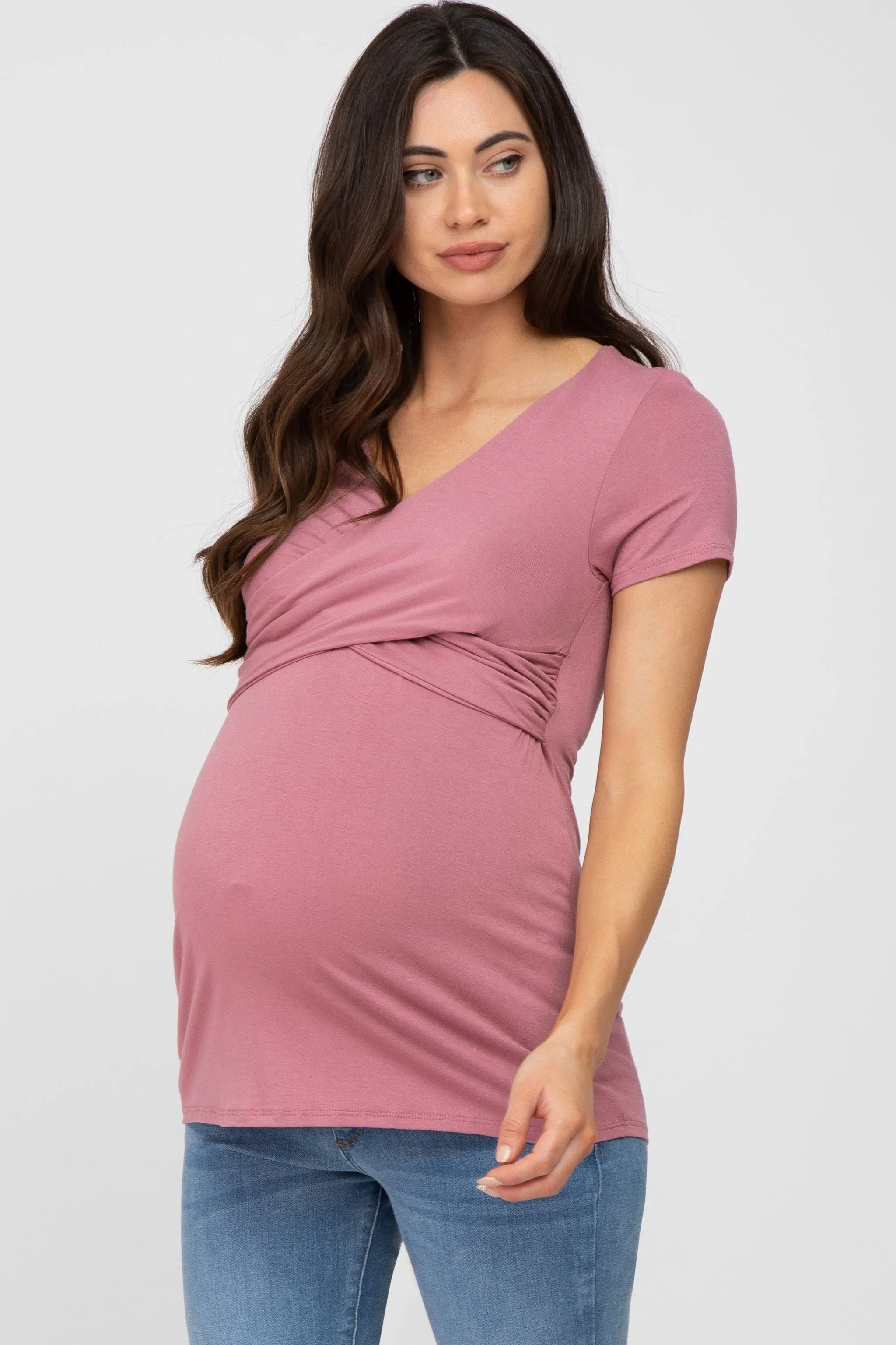 Mauve Crossover Maternity Nursing Top sold by Pinkblush product image thumbnail 2