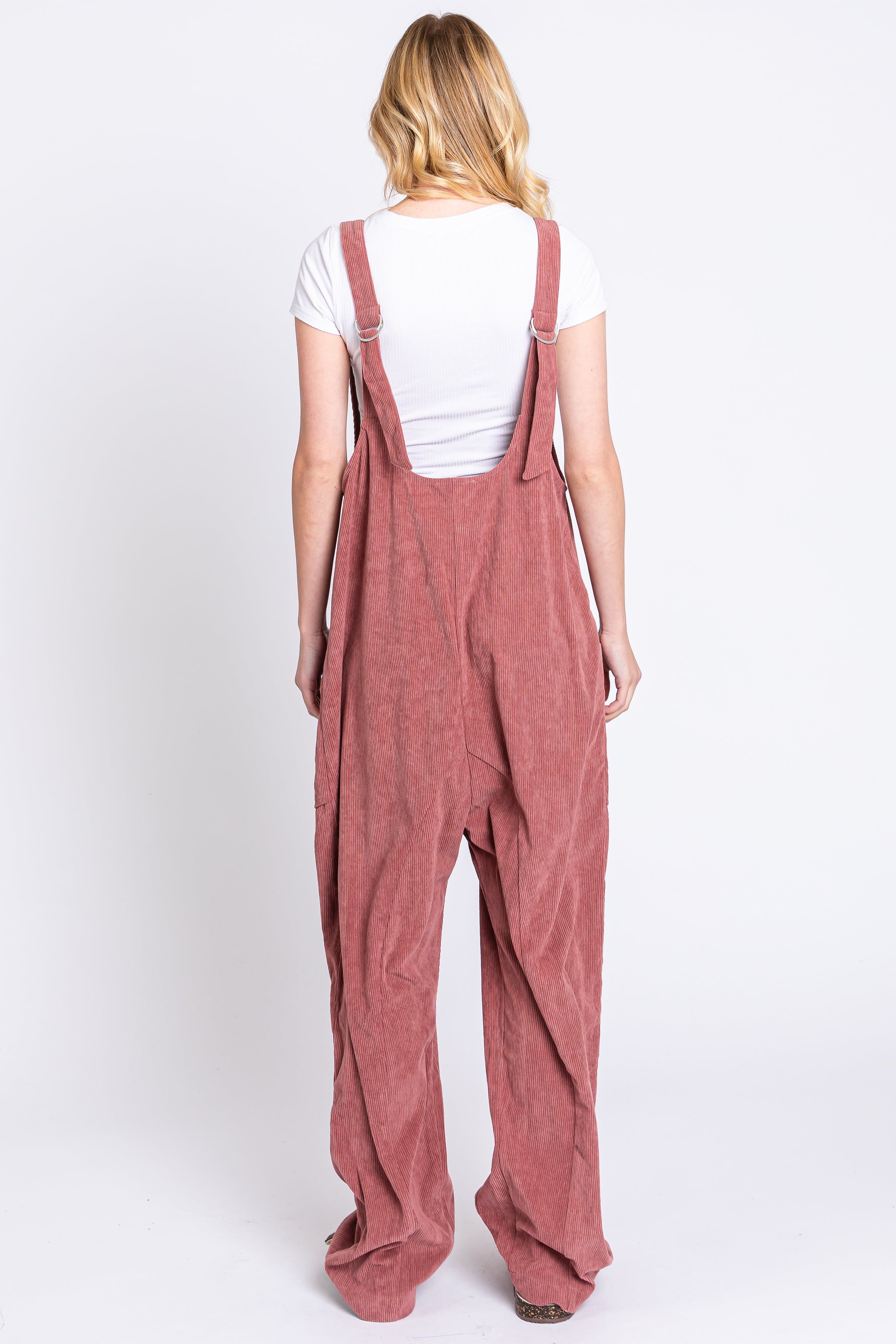 Mauve Corduroy Wide Leg Overalls sold by Pinkblush product image thumbnail 3