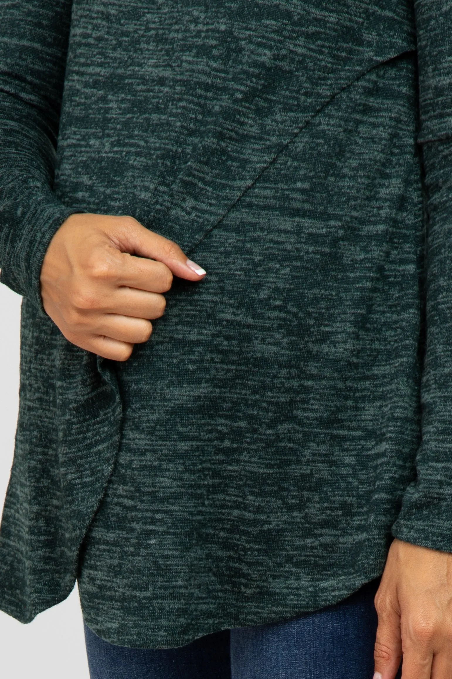 Forest Green Heather Knit Layered Front Maternity/Nursing Top sold by Pinkblush product image thumbnail 5