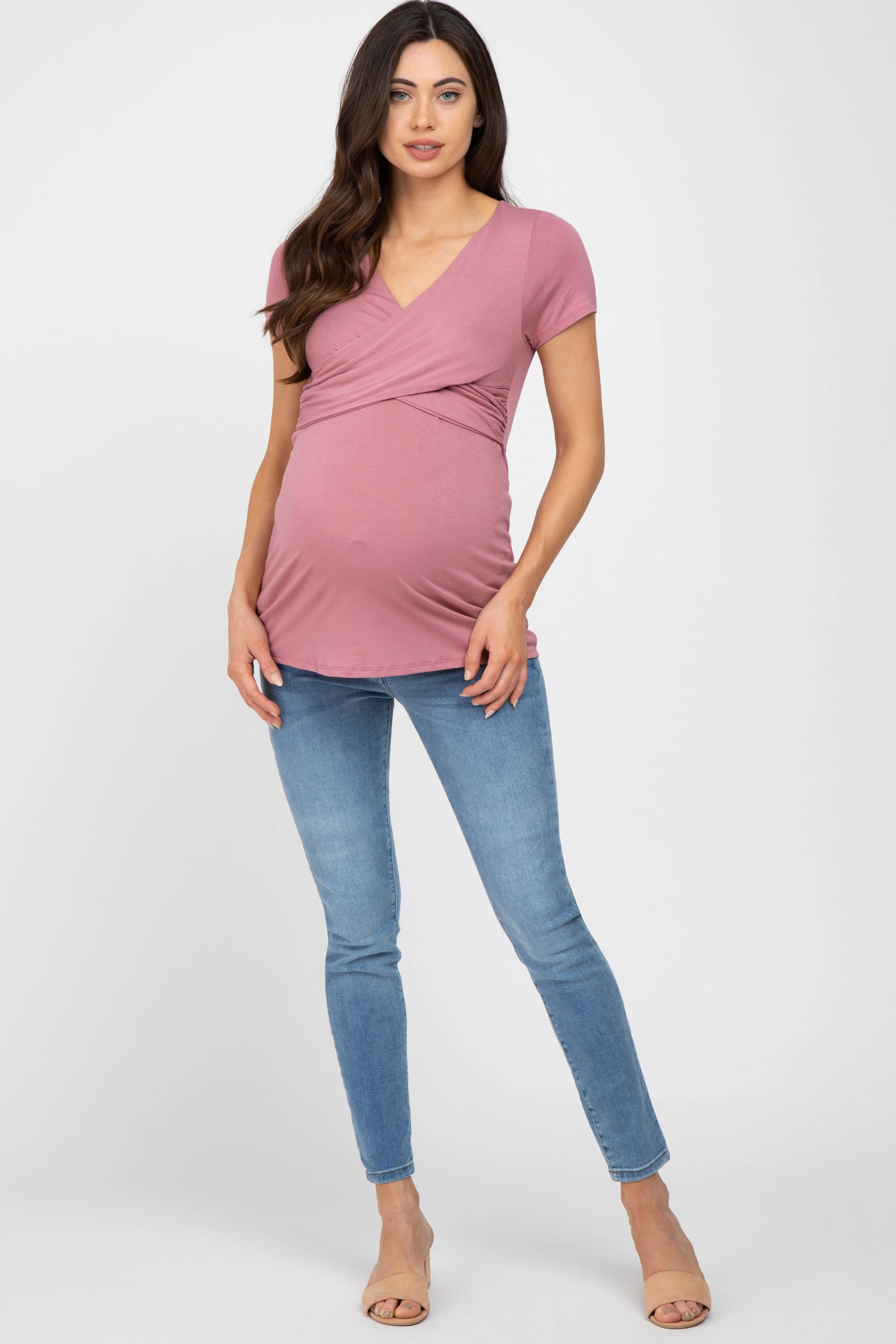 Mauve Crossover Maternity Nursing Top sold by Pinkblush product image thumbnail 5