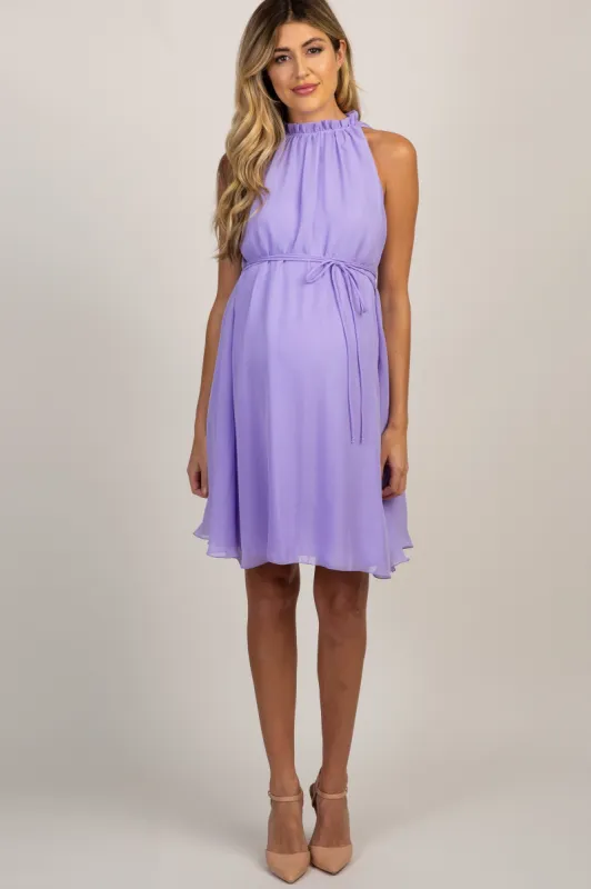 PinkBlush Lavender Chiffon High Neck Maternity Dress sold by Pinkblush