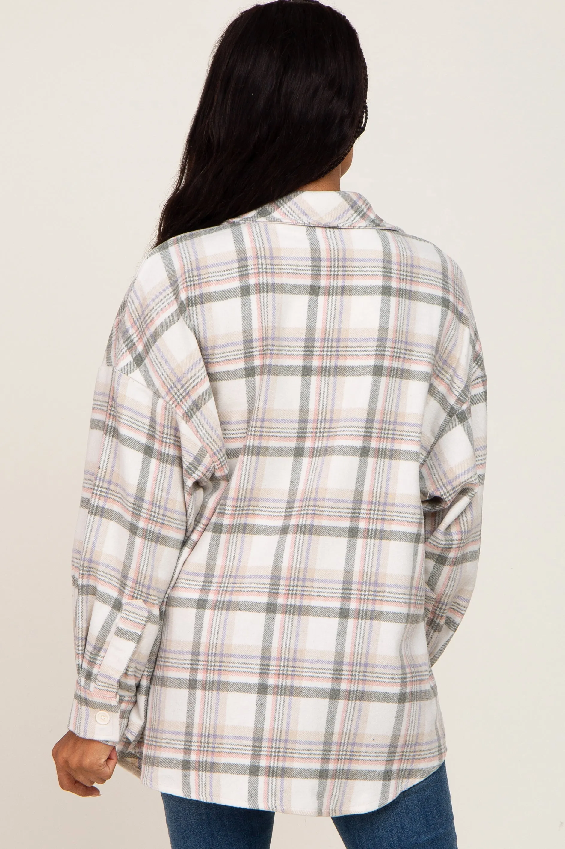 Ivory Plaid Shirt Jacket sold by Pinkblush product image thumbnail 3