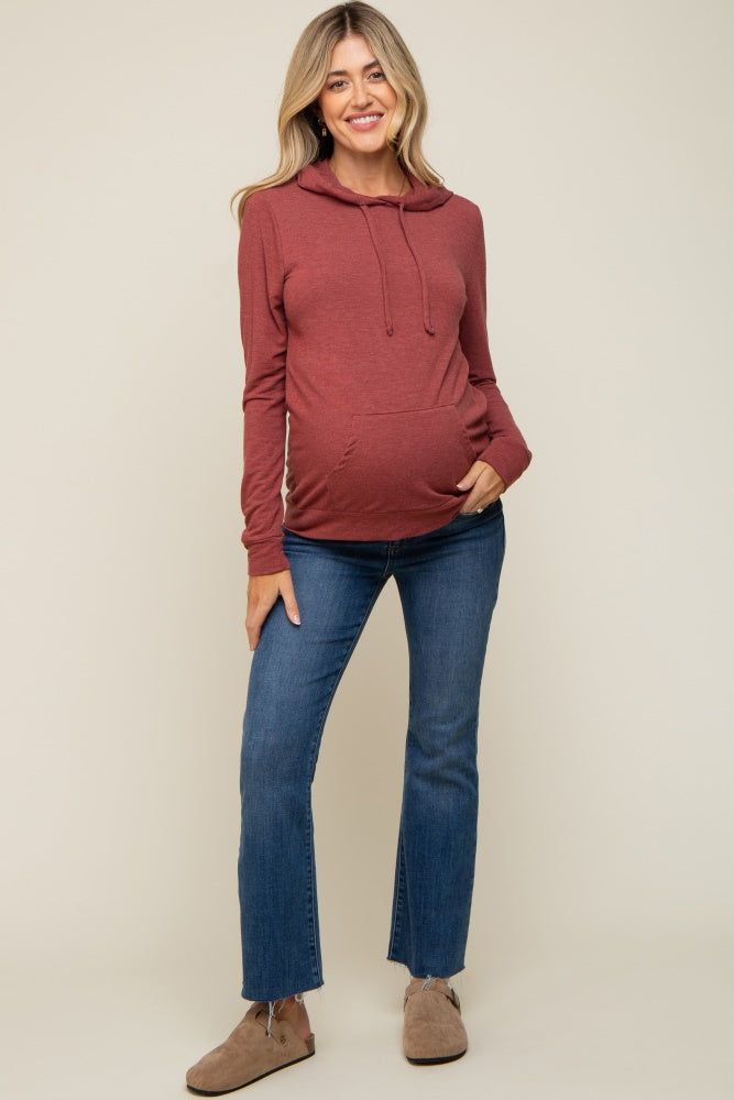 Burgundy Soft Knit Maternity Pullover Hoodie sold by Pinkblush product image thumbnail 4