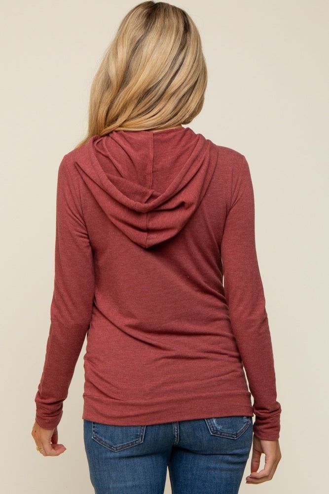 Burgundy Soft Knit Maternity Pullover Hoodie sold by Pinkblush product image thumbnail 3