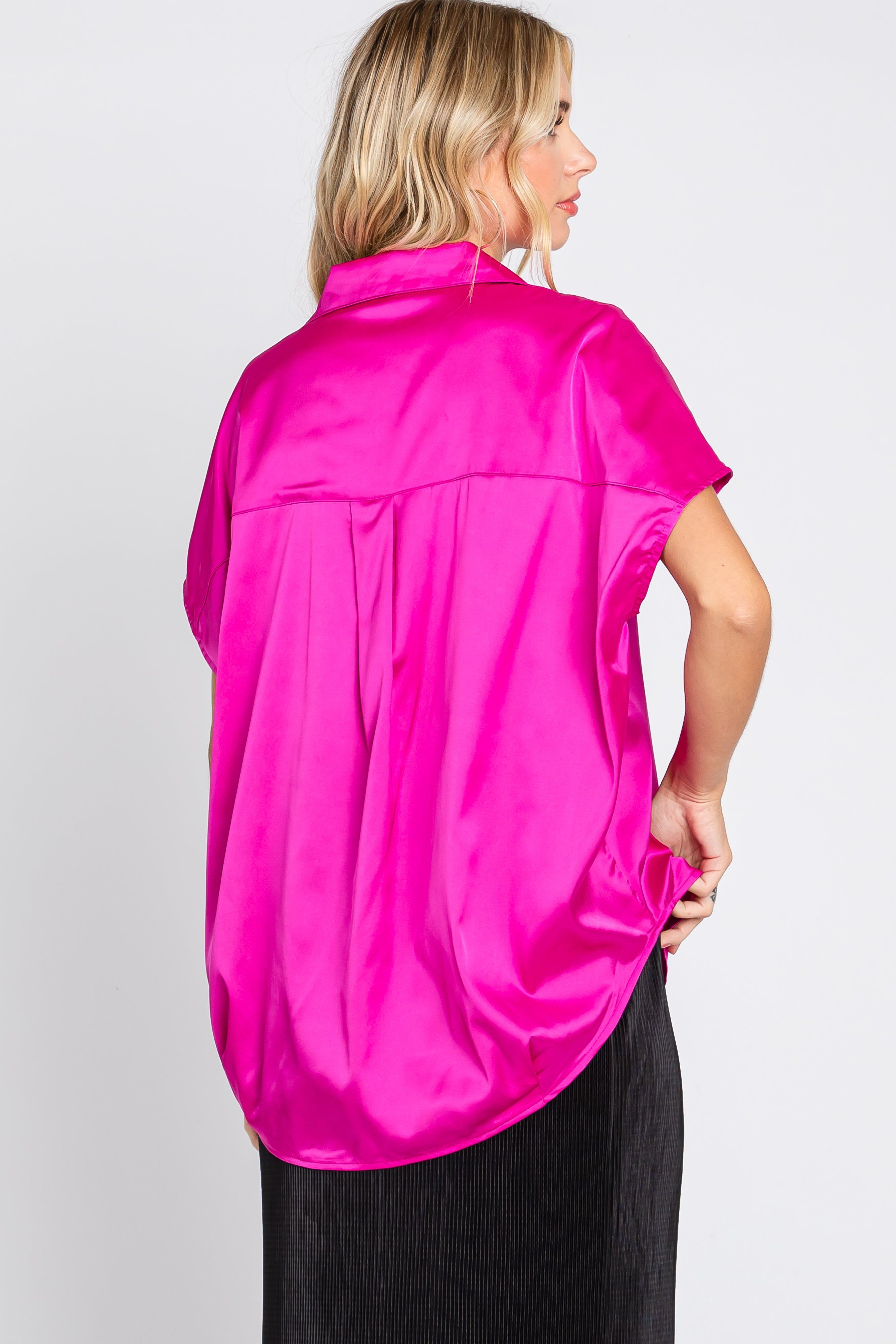 Magenta Satin Collared Top sold by Pinkblush product image thumbnail 4