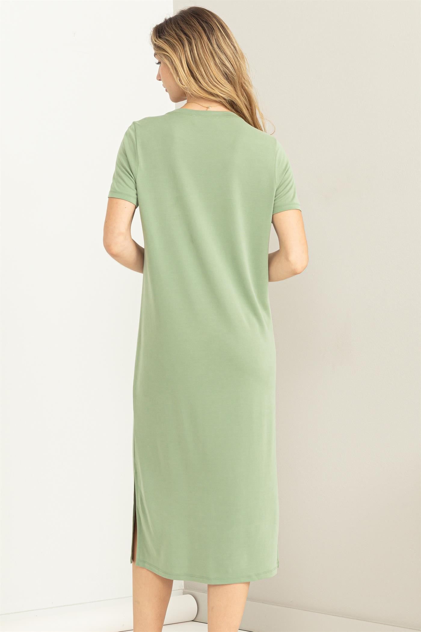 Green Midi T-Shirt Dress sold by Pinkblush product image thumbnail 3