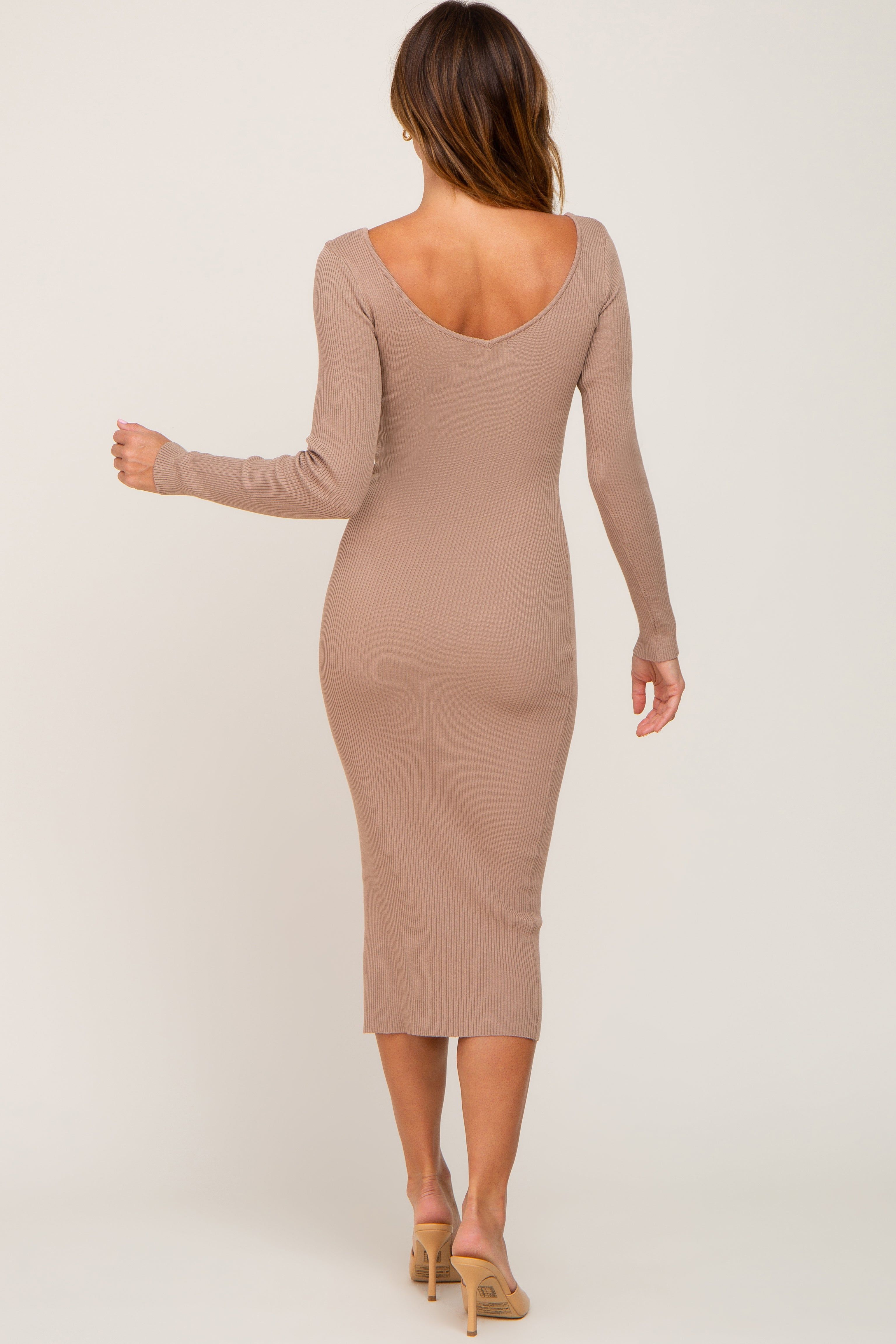 Mocha Knit Ribbed Midi Dress sold by Pinkblush product image thumbnail 3