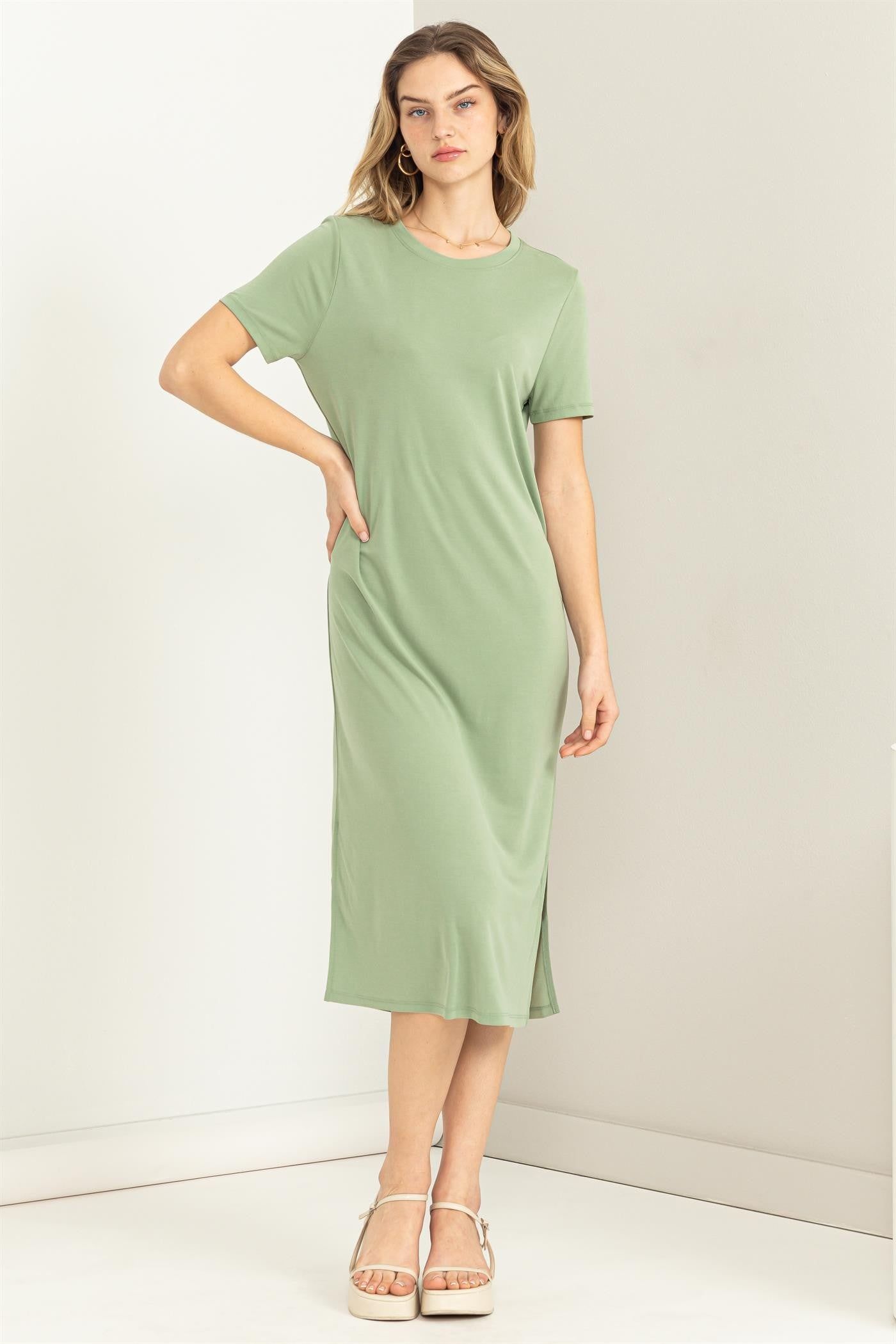 Green Midi T-Shirt Dress sold by Pinkblush