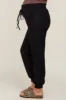 Black Smocked Maternity Joggers sold by Pinkblush
