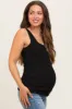 Black Sleeveless Ribbed Square Neck Maternity Top sold by Pinkblush
