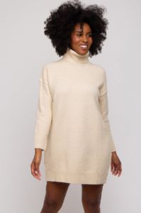 Beige Turtleneck Sweater Mini Dress sold by Pinkblush