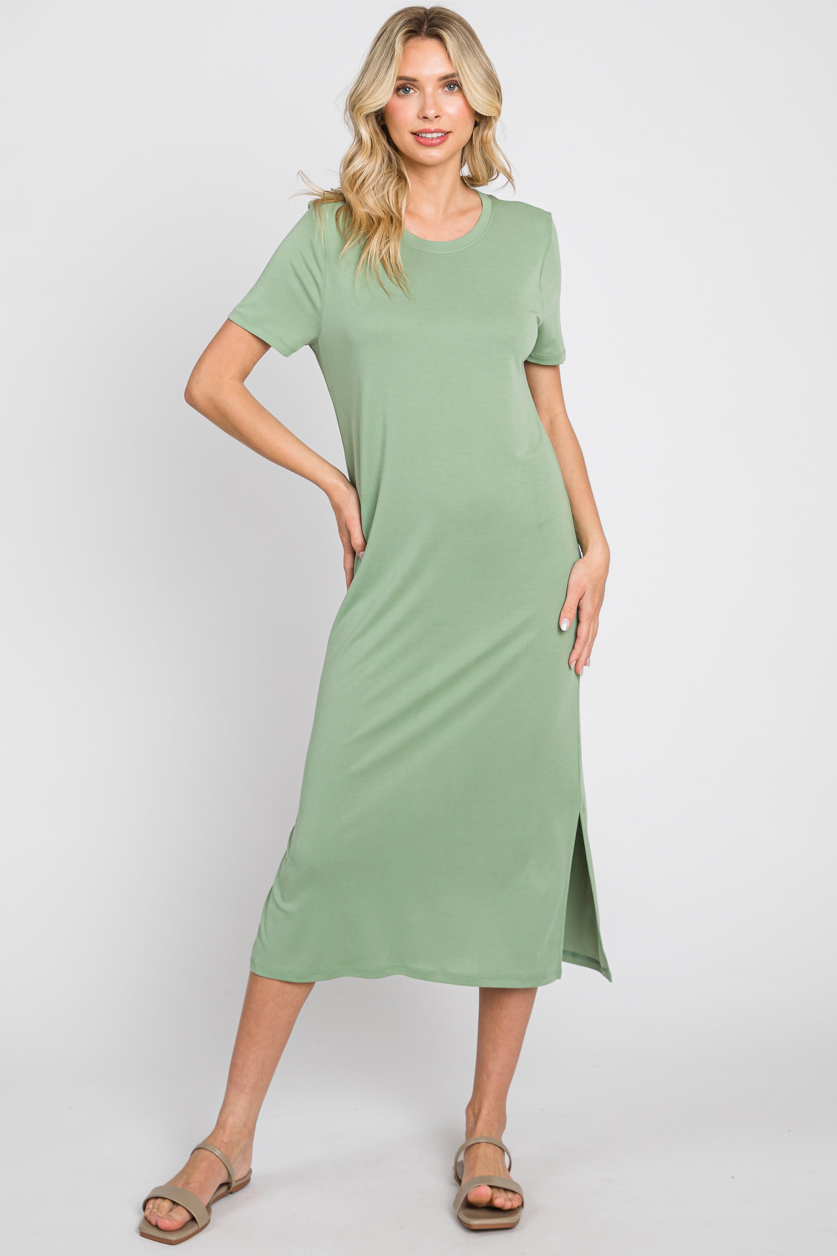 Green Midi T-Shirt Dress sold by Pinkblush product image thumbnail 5