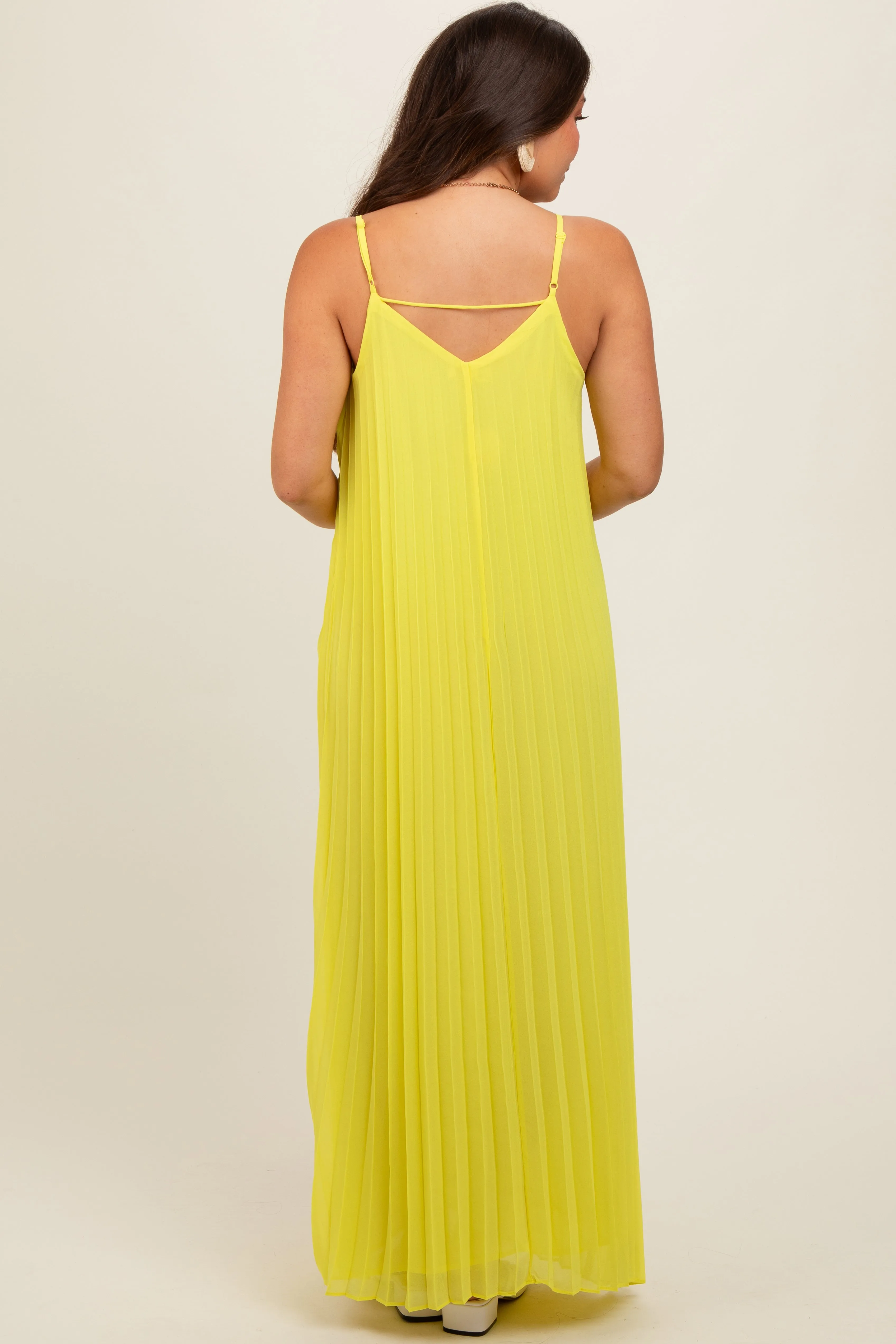 Lime Pleated Sleeveless Maternity Maxi Dress sold by Pinkblush product image thumbnail 3
