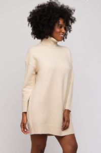 Beige Turtleneck Sweater Mini Dress sold by Pinkblush