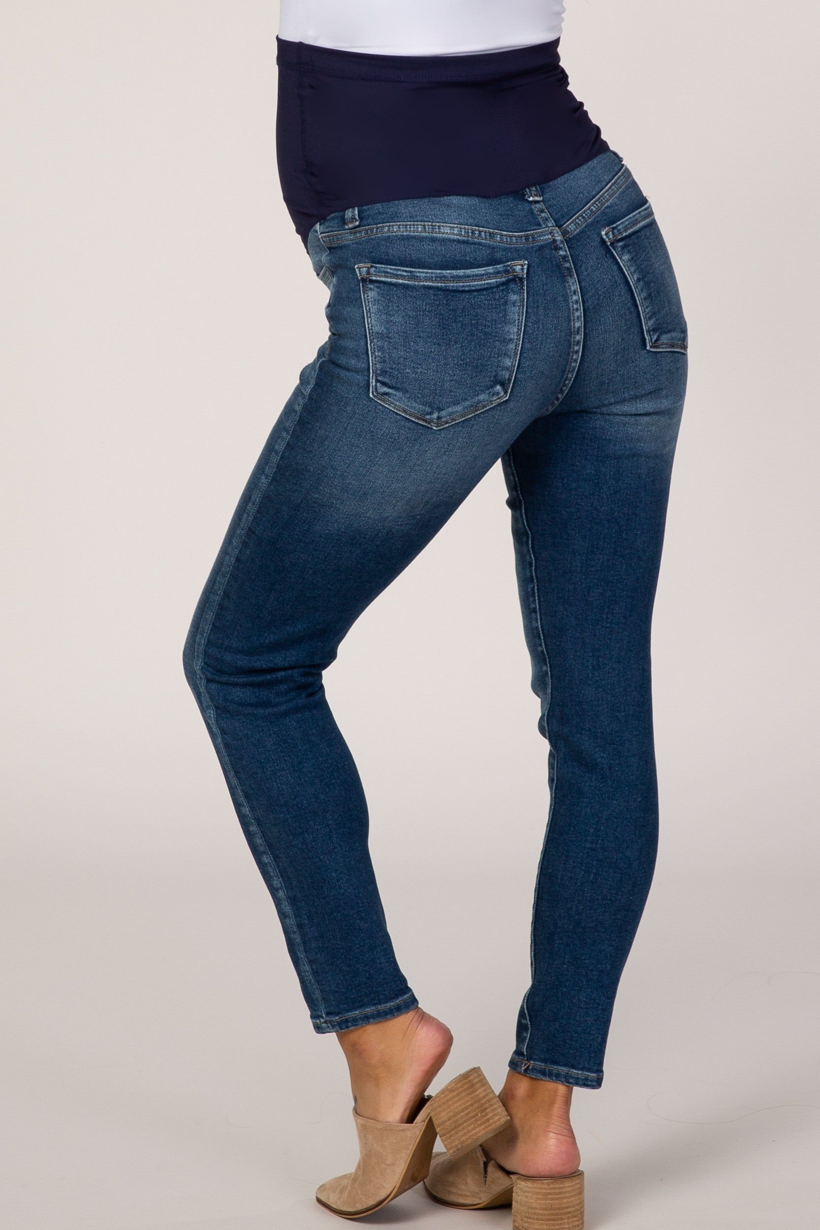 PinkBlush Blue Light Wash Maternity Skinny Jeans sold by Pinkblush product image thumbnail 4