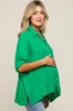 Green Button Down Collared Maternity Top sold by Pinkblush