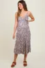 Grey Floral Side Slit Maternity Midi Dress sold by Pinkblush