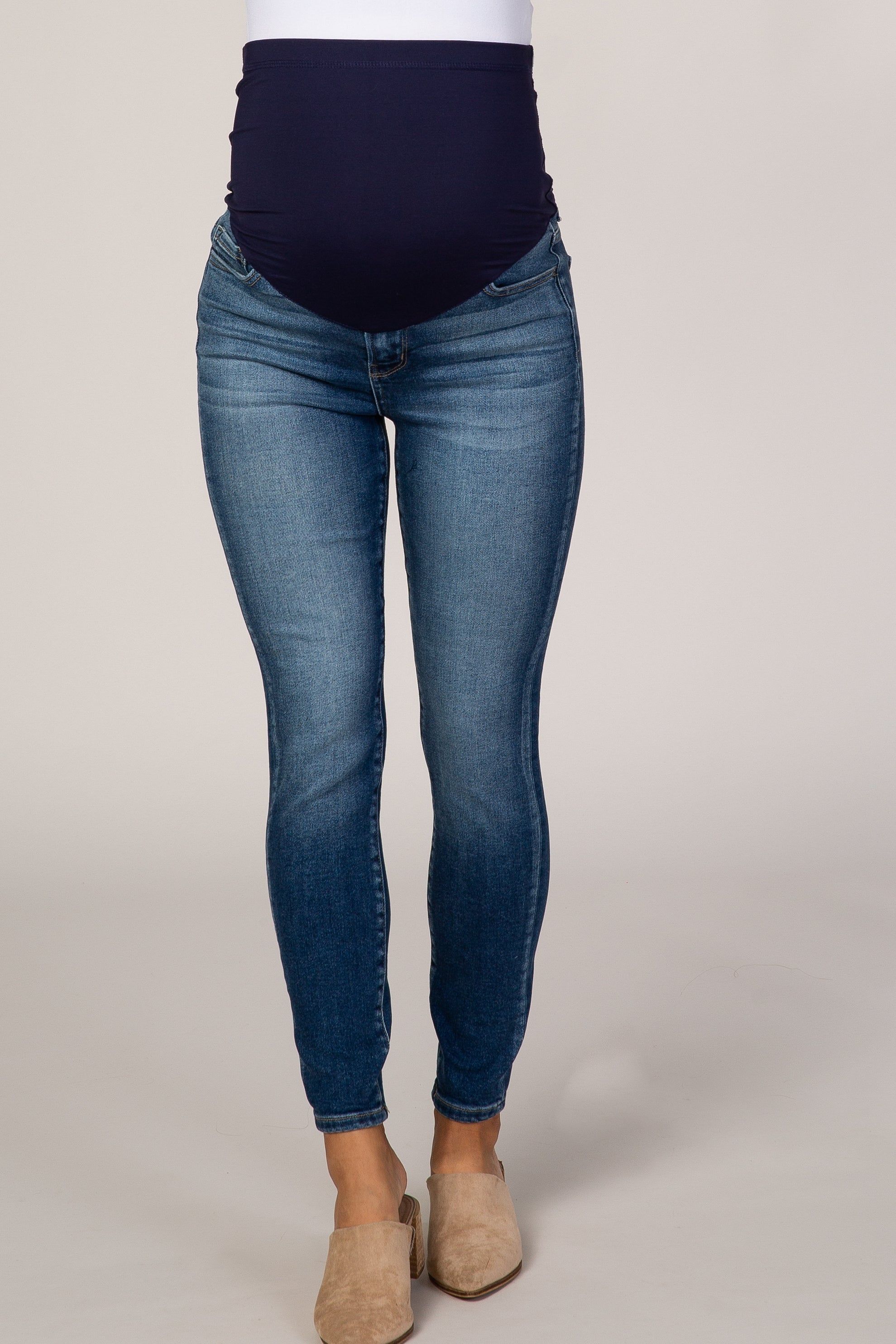 PinkBlush Blue Light Wash Maternity Skinny Jeans sold by Pinkblush product image thumbnail 2