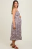 Grey Floral Side Slit Maternity Midi Dress sold by Pinkblush