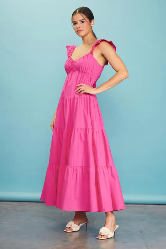 Fuchsia Sleeveless Tiered Maxi Dress sold by Pinkblush