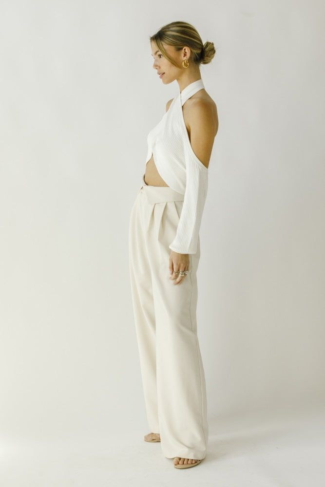 Ivory Ribbed Halter Cropped Top sold by Pinkblush product image thumbnail 4