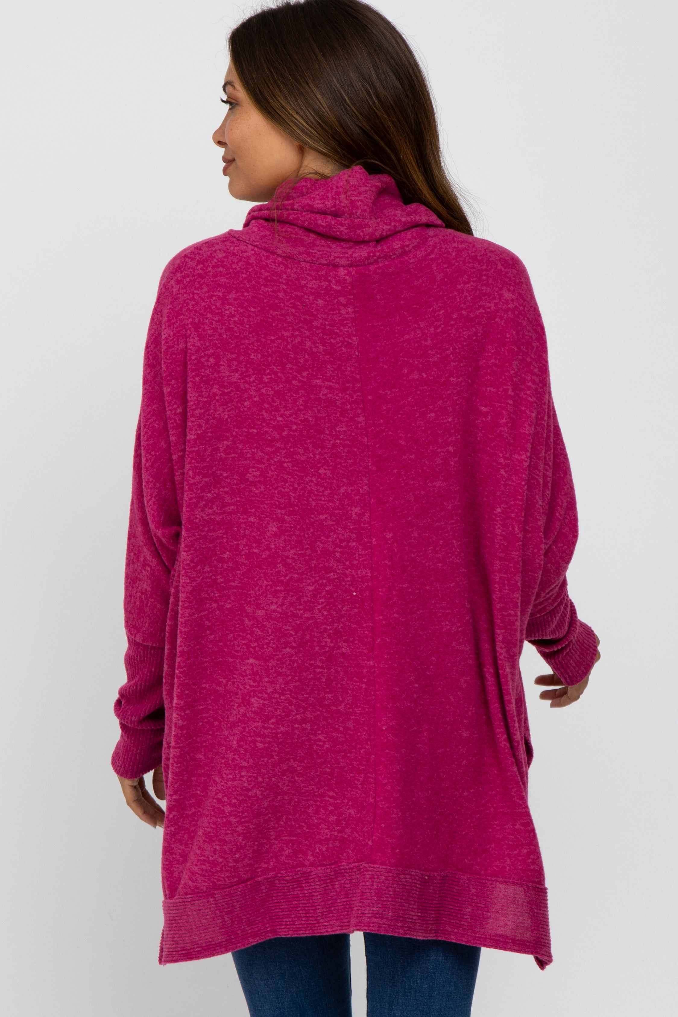 Magenta Brushed Cowl Neck Poncho Maternity Sweater sold by Pinkblush product image thumbnail 4