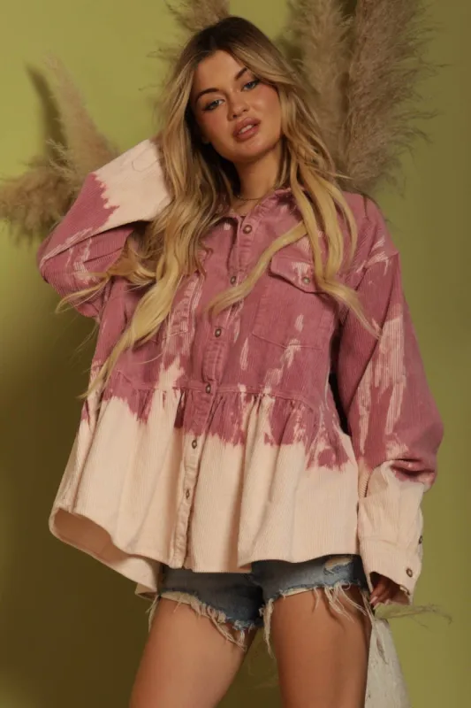 Mauve Ombre Dyed Corduroy Jackets sold by Pinkblush