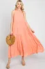 Peach Tiered High Neck Maxi Dress sold by Pinkblush