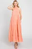 Peach Tiered High Neck Maxi Dress sold by Pinkblush