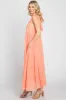 Peach Tiered High Neck Maxi Dress sold by Pinkblush