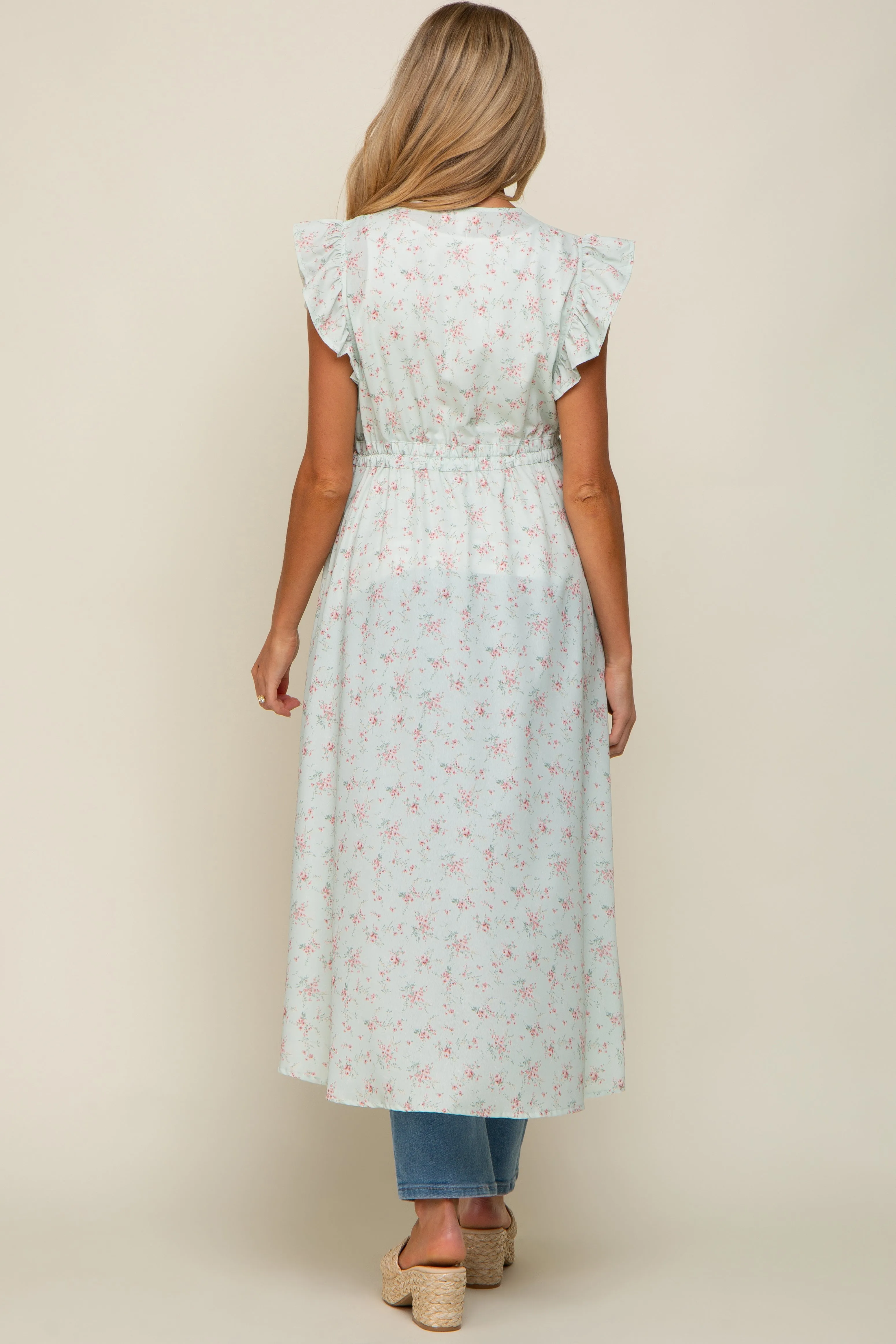 Mint Floral Ruffle Maternity Cover-Up sold by Pinkblush product image thumbnail 3