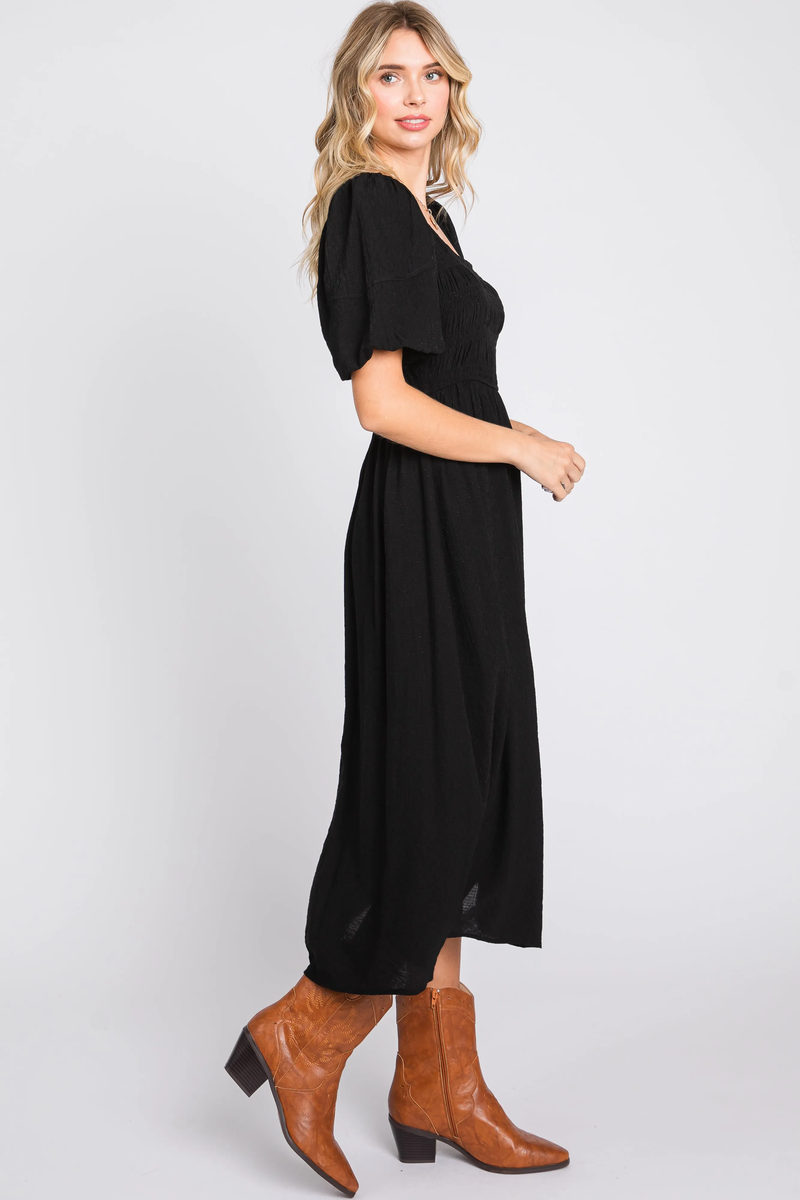 Black Square Neck Midi Dress sold by Pinkblush product image thumbnail 2