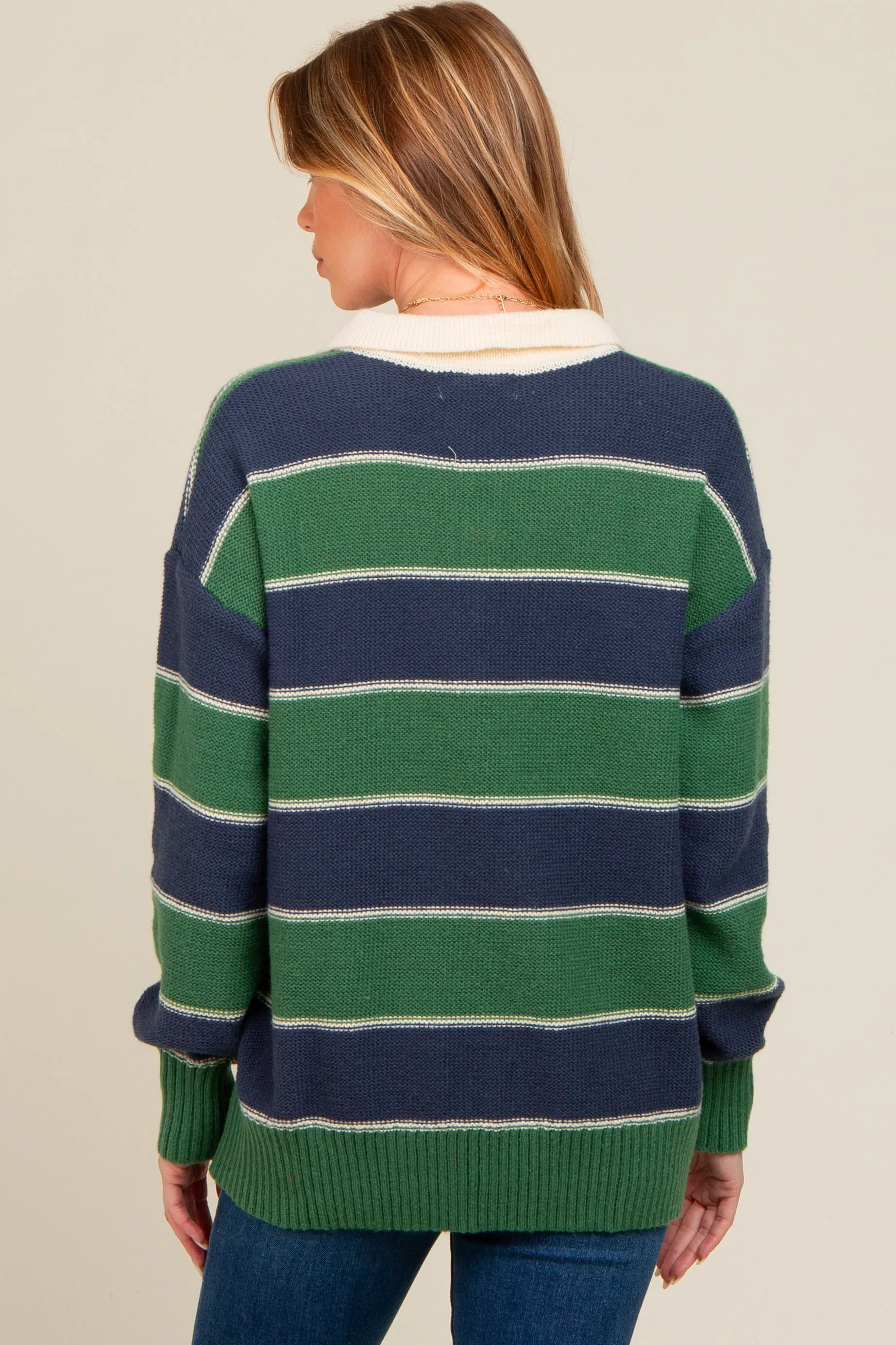 Green Striped Polo Knit Maternity Sweater sold by Pinkblush product image thumbnail 3