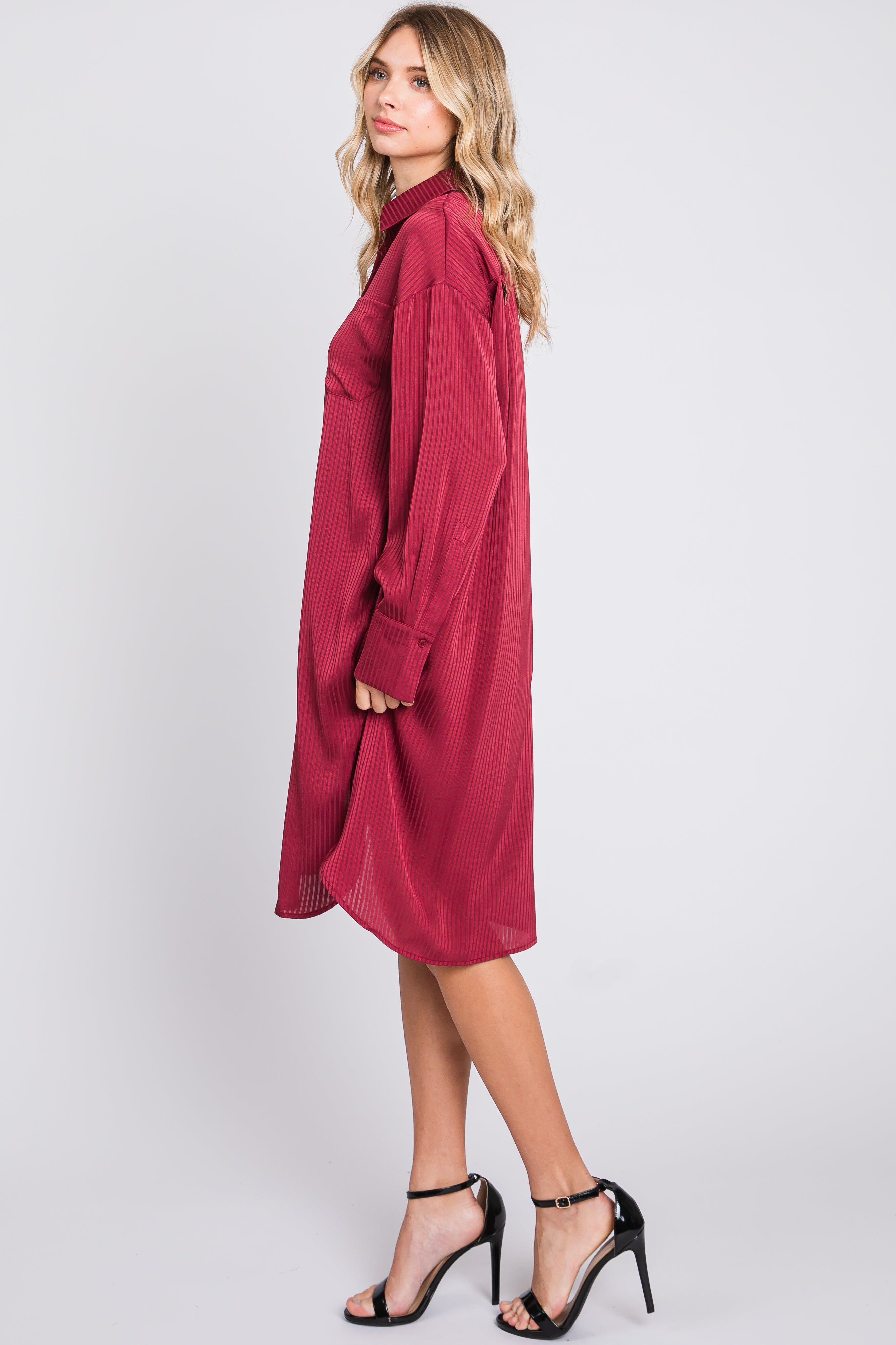 Red Striped Shirt Dress sold by Pinkblush product image thumbnail 2