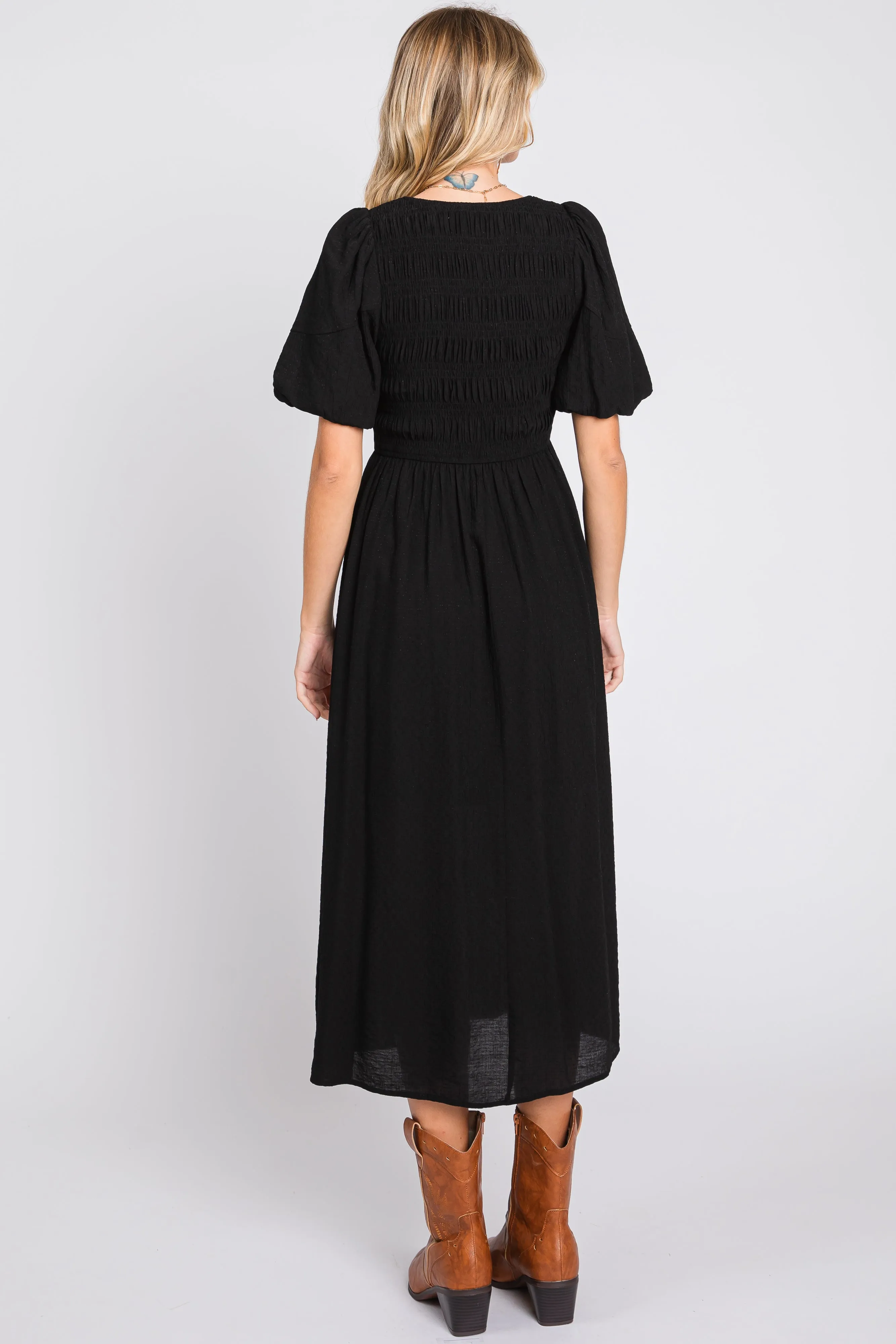Black Square Neck Midi Dress sold by Pinkblush product image thumbnail 3