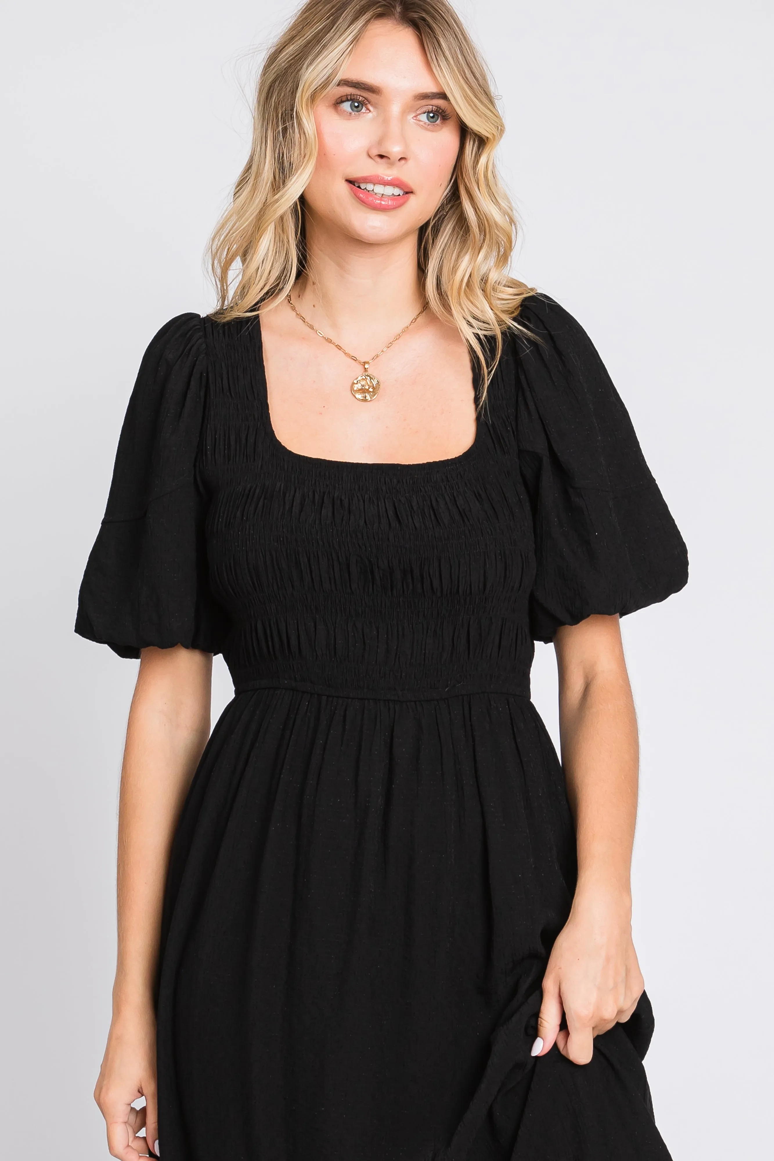 Black Square Neck Midi Dress sold by Pinkblush product image thumbnail 4